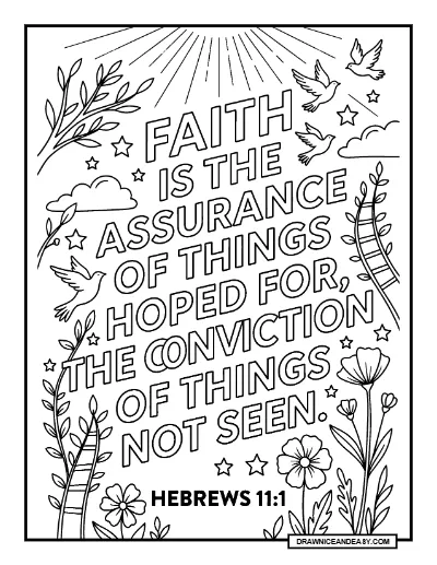 Faith Bible Verse Inspirational Scripture Coloring Page – Free PDF coloring page preview