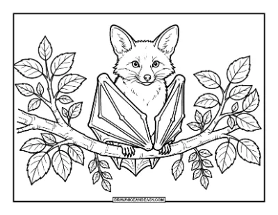 Flying Fox Bat Coloring Page coloring page preview