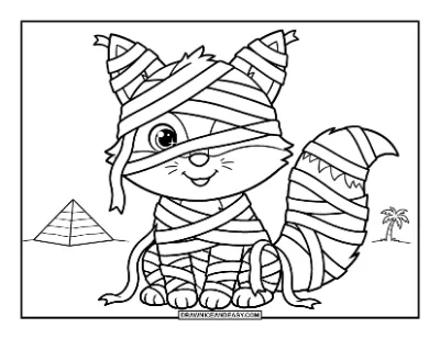 Fox Dressed as a Mummy Coloring Page coloring page preview