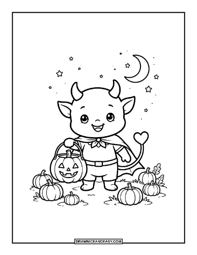Friendly Devil Imp Coloring Page coloring page preview