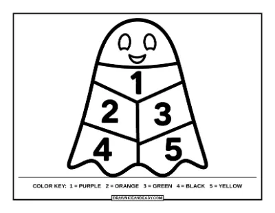 Friendly Ghost Color by Number Coloring Page coloring page preview