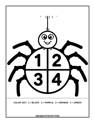 Friendly Spider Color by Number Coloring Page coloring page preview