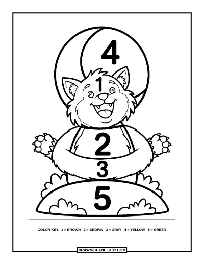 Friendly Werewolf Color by Number Coloring Page coloring page preview