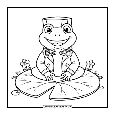 Frog Dressed as Frankenstein's Monster Coloring Page coloring page preview