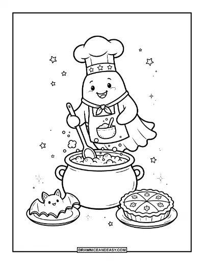 Ghost Chef Coloring Page coloring page preview
