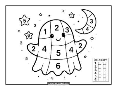 Ghost Color by Number Coloring Page coloring page preview