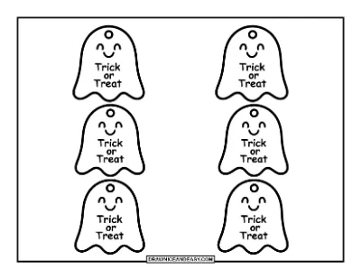 Ghost Halloween Gift Tags Coloring Page coloring page preview