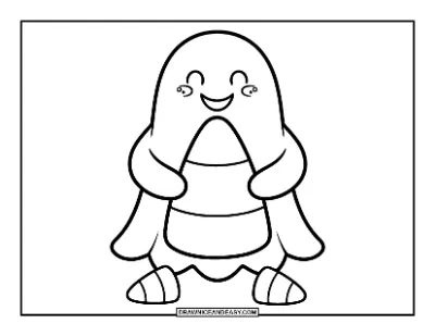 Ghost Holding a Candy Corn Coloring Page coloring page preview