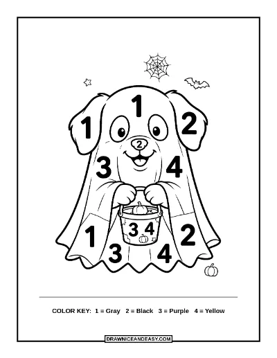 Ghost Puppy Color by Number Coloring Page coloring page preview