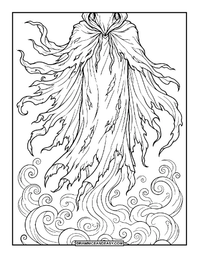 Ghostly Phantom Floating in the Night coloring page preview