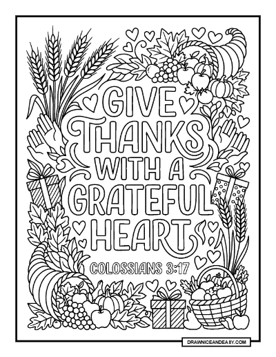 Give Thanks to the Lord: Gratitude Bible Verse Coloring Page – Free PDF coloring page preview