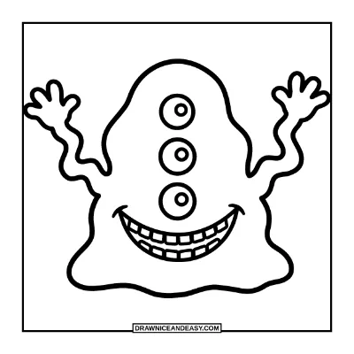 Goofy Three-Eyed Monster coloring page preview