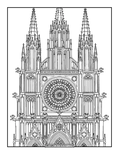 Gothic Cathedral Window Coloring Page coloring page preview
