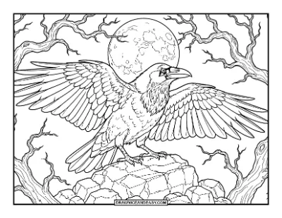 Gothic Raven Coloring Page coloring page preview