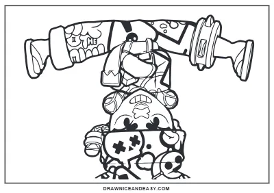 Graffiti Mina Upside Down Brawl Stars Coloring Page – Free PDF coloring page preview