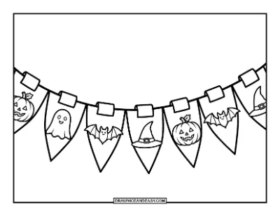Halloween Bunting Banner Coloring Page coloring page preview