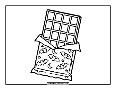Halloween Chocolate Bar with Bat Wrapper coloring page preview