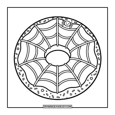 Halloween Donut with Spiderweb Icing coloring page preview