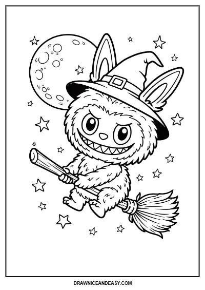 Halloween Labubu Coloring Page – Free PDF coloring page preview