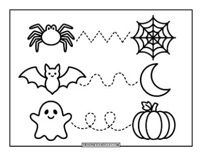 Halloween Line Tracing Worksheet coloring page preview