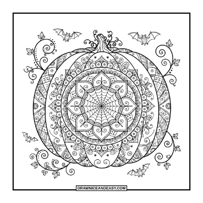 Halloween Mandala Pumpkin Coloring Page coloring page preview