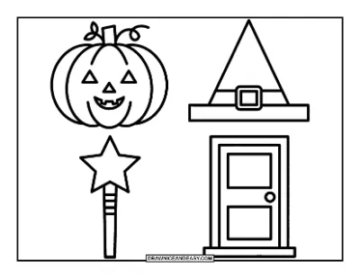 Halloween Shapes Coloring Worksheet coloring page preview