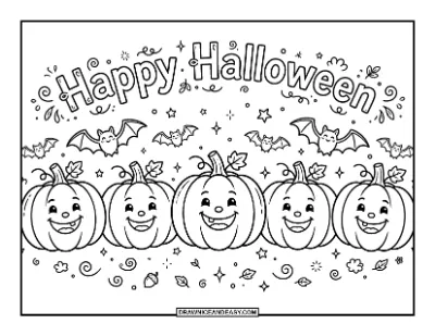 Happy Halloween Lettering Coloring Page coloring page preview
