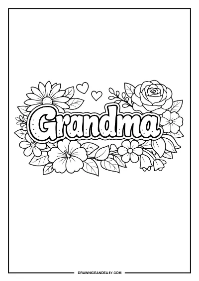 Happy Mother's Day Grandma Coloring Page – Free PDF coloring page preview