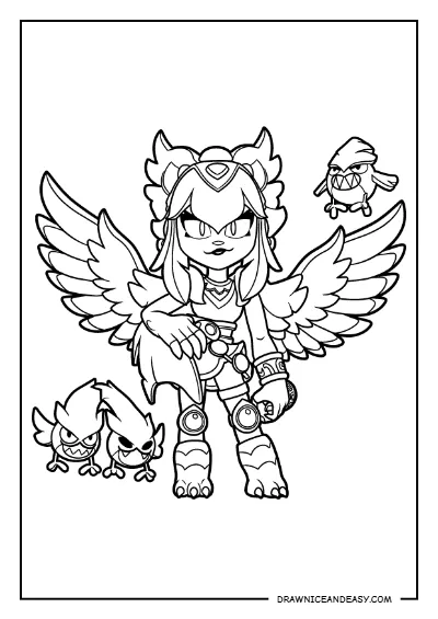 Harpy Melodie Brawl Stars Coloring Page – Free PDF coloring page preview