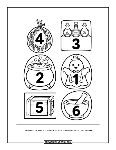 Haunted Apothecary Color by Number Coloring Page coloring page preview