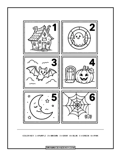 Haunted Dollhouse Color by Number Coloring Page coloring page preview