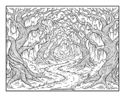 Haunted Forest Coloring Page coloring page preview