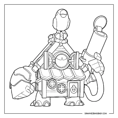 Haunted House 8-Bit Brawl Stars Coloring Page – Free PDF coloring page preview