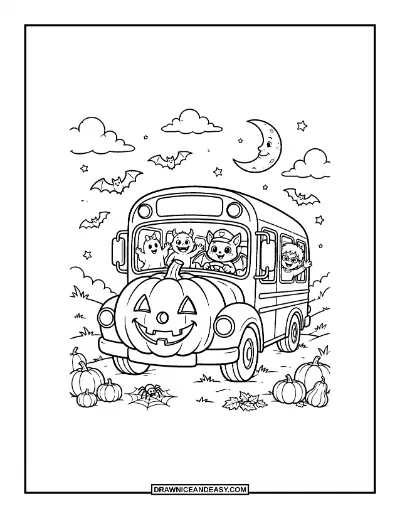 Haunted School Bus Coloring Page coloring page preview