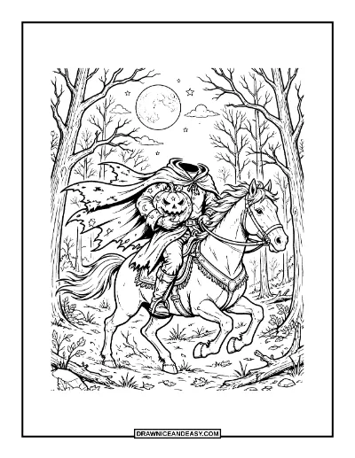 Headless Horseman Coloring Page coloring page preview