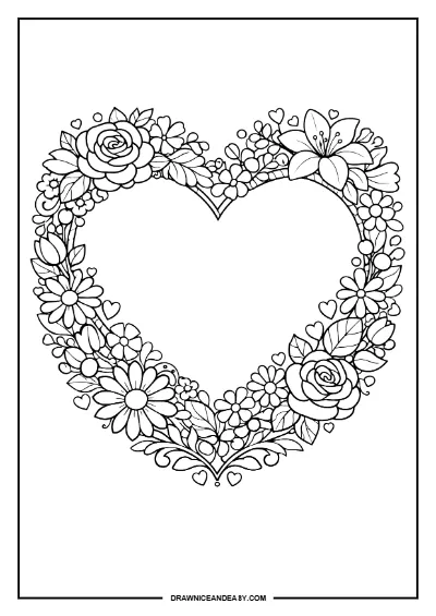 Heart Mother's Day Coloring Page – Free PDF coloring page preview