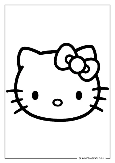 Hello Kitty Face Close-Up Coloring Page – Free PDF coloring page preview