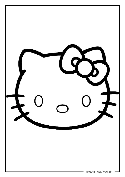 Hello Kitty Face Outline Coloring Page – Free PDF coloring page preview