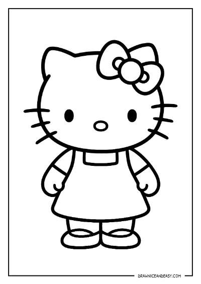 Hello Kitty Standing Dress Coloring Page – Free PDF coloring page preview