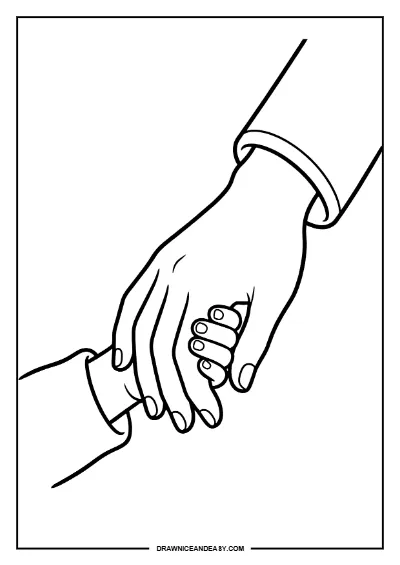 Holding Hands Mom Love Mother's Day Coloring Page – Free PDF coloring page preview