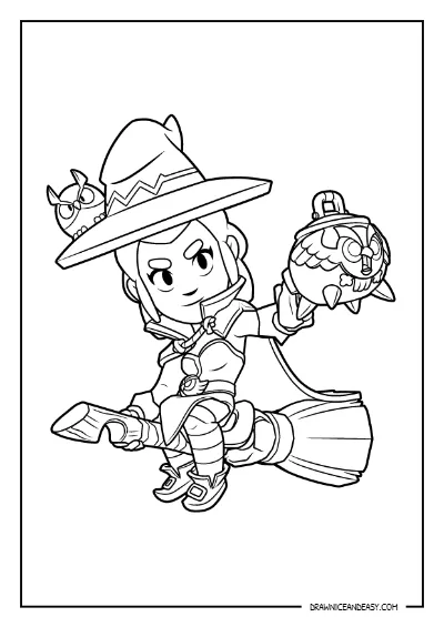 Hoot Hoot Shelly Brawl Stars Coloring Page – Free PDF coloring page preview