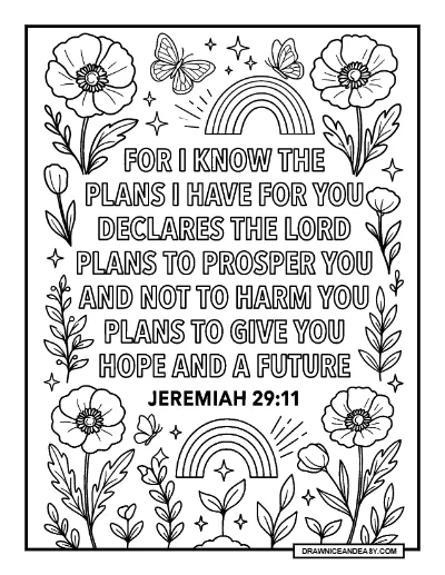 Hope Bible Verse Inspirational Scripture Coloring Page – Free PDF coloring page preview