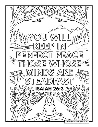 Isaiah 26:3 Perfect Peace Bible Verse Coloring Page – Free PDF coloring page preview