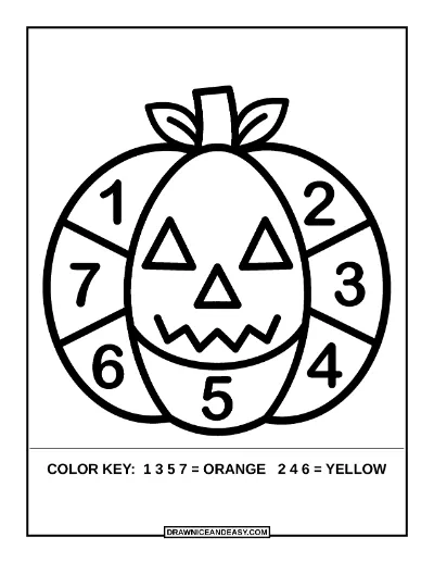 Jack-O'-Lantern Color by Number Coloring Page coloring page preview
