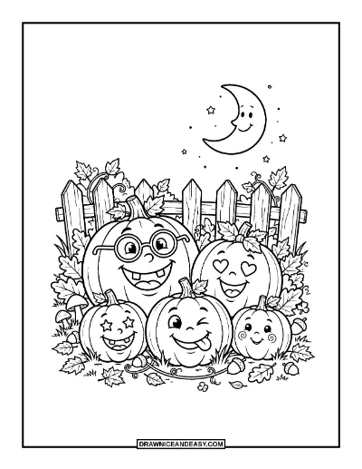 Jack-O-Lantern Family Coloring Page coloring page preview
