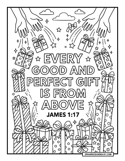 James 1:17 Every Good and Perfect Gift Bible Verse Coloring Page – Free PDF coloring page preview