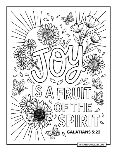 Joy Bible Verse Coloring Page: Beautiful Floral Scripture Art Coloring Page – Free PDF coloring page preview