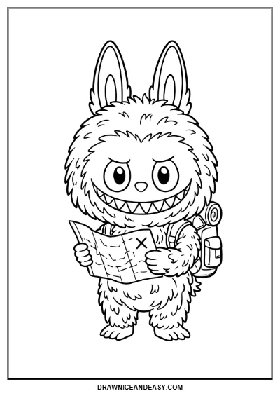 Labubu Backpack School Coloring Page – Free PDF coloring page preview