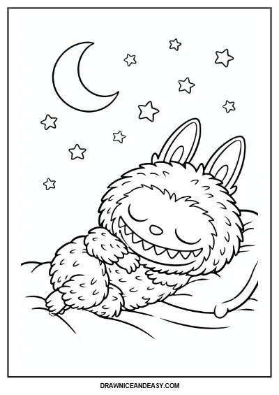 Labubu Color Page – Baby Sleeping Coloring Page – Free PDF coloring page preview