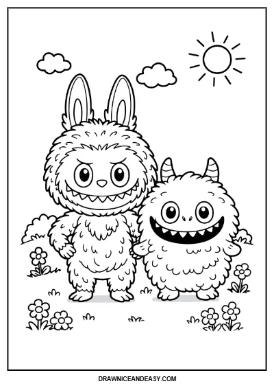 Labubu Cute Mokoko Edition Coloring Page – Free PDF coloring page preview